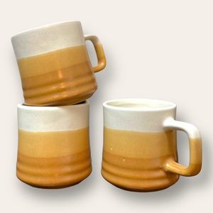 Vintage Stoneware Neutral Gradient Mugs Hand Made Set of 3